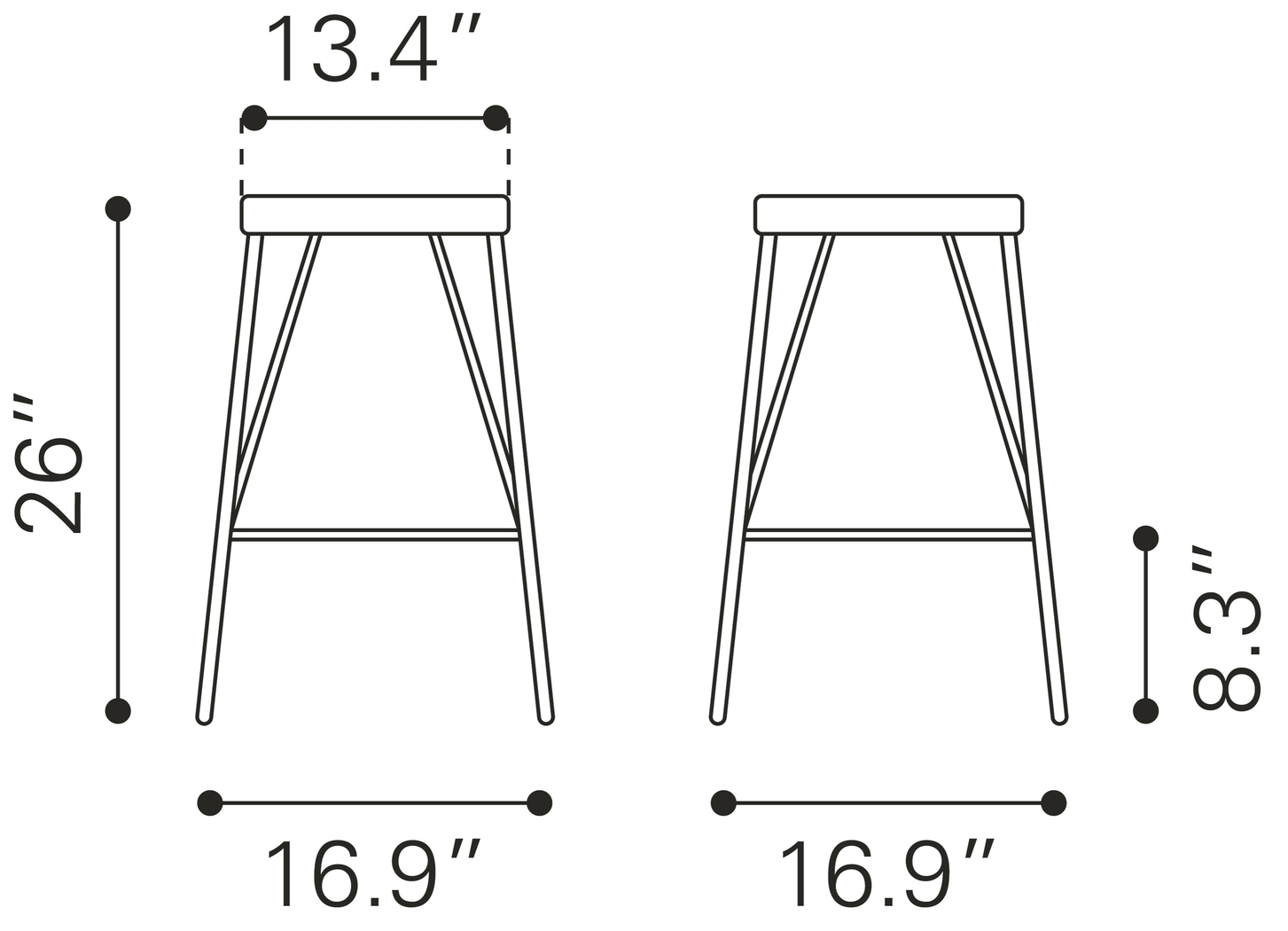 Chadron Black Bar Height Stool, Set of 2 - Thumbnail - Image 8