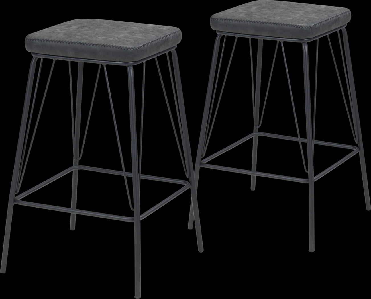 Chadron Black Bar Height Stool, Set of 2 - Thumbnail - Image 1
