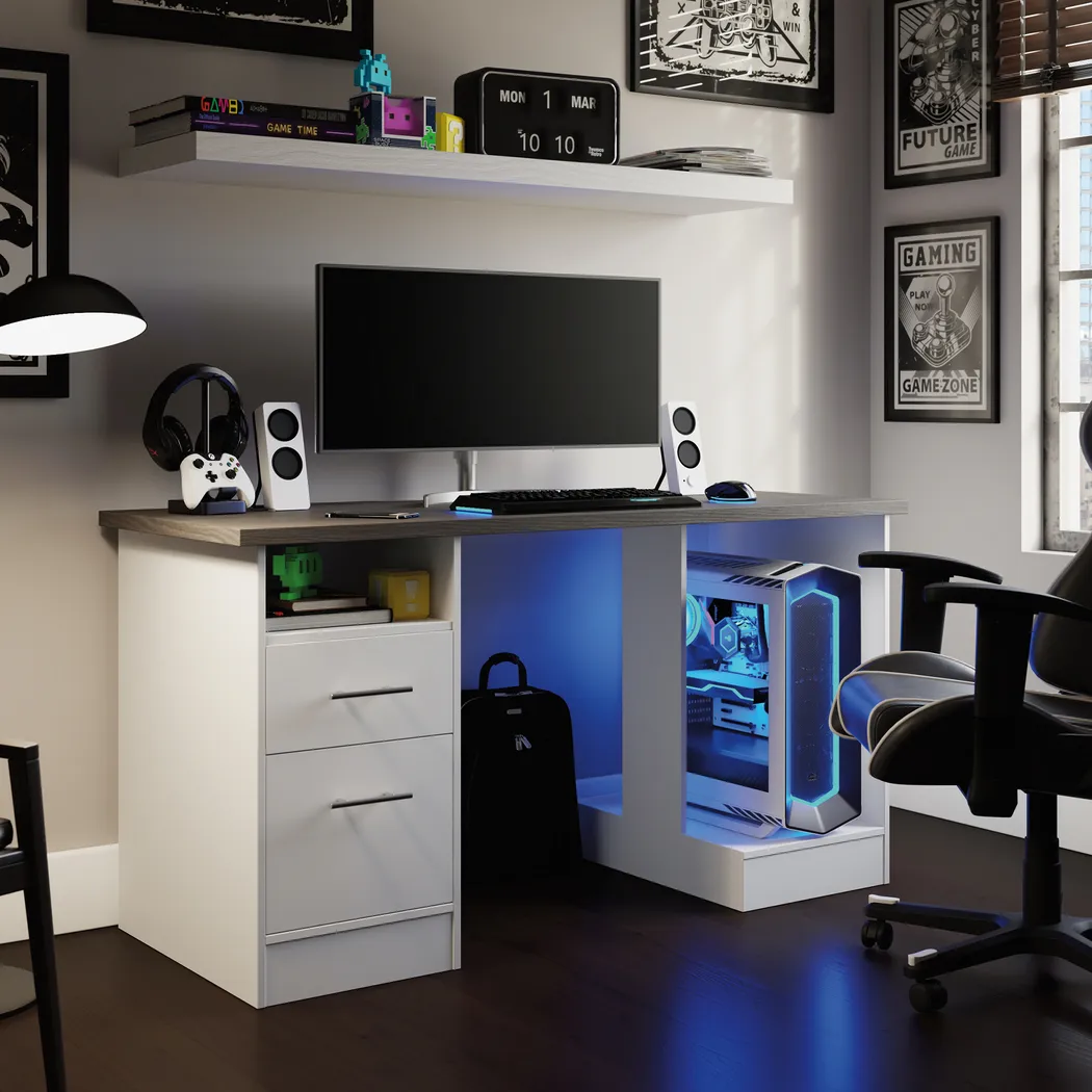 Chalcom White Gaming Desk - Thumbnail - Image 2