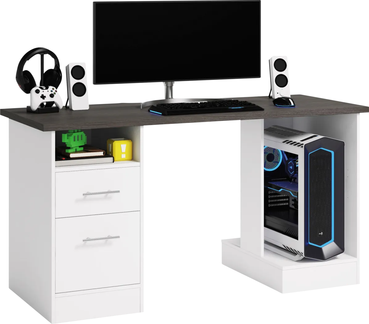 Chalcom White Gaming Desk - Thumbnail - Image 5