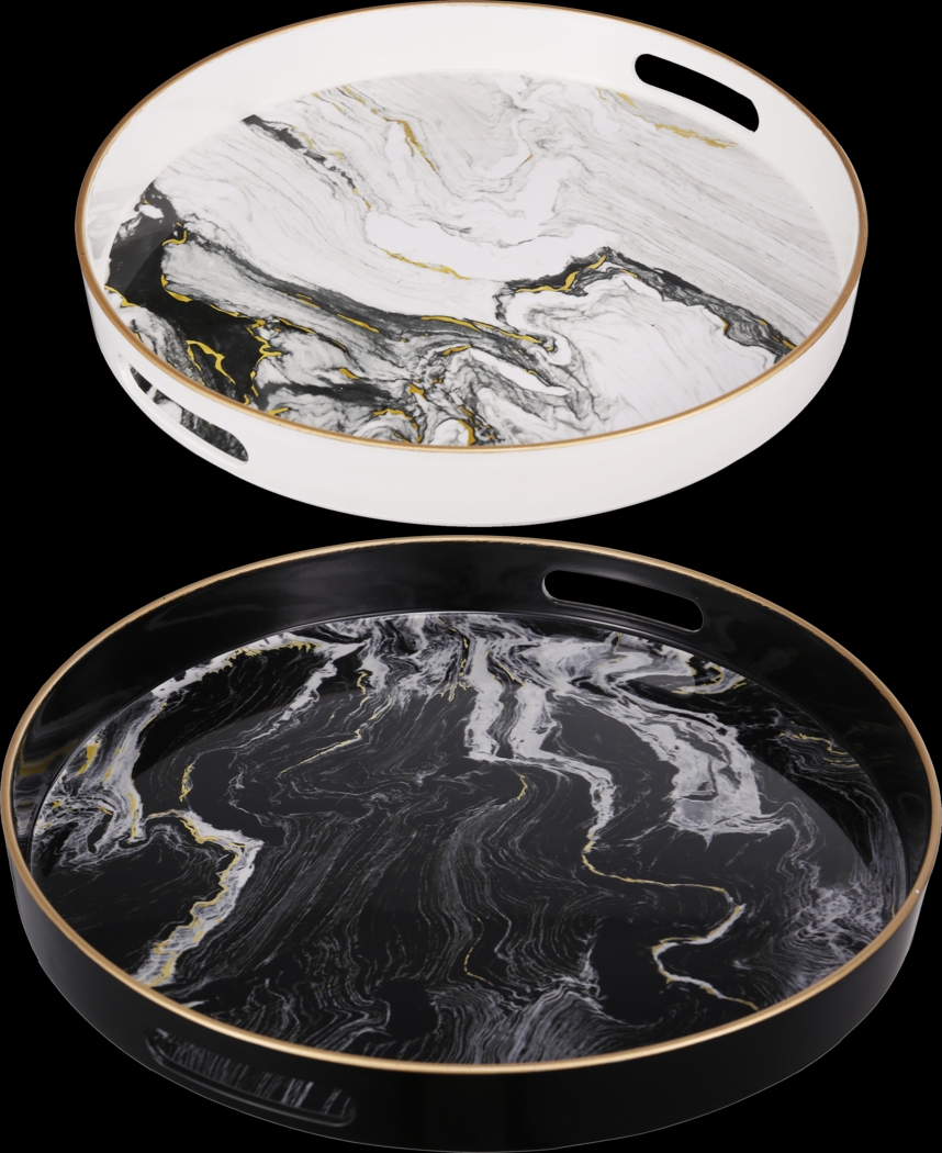 Chales Black/White Tray, Set of 2 - Thumbnail - Image 1