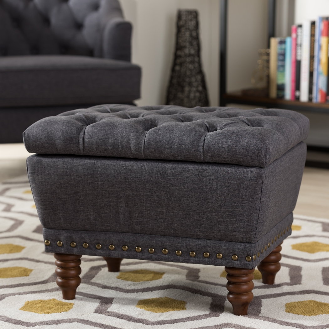 Chalkstonea Dark Gray Storage Ottoman - Thumbnail - Image 2