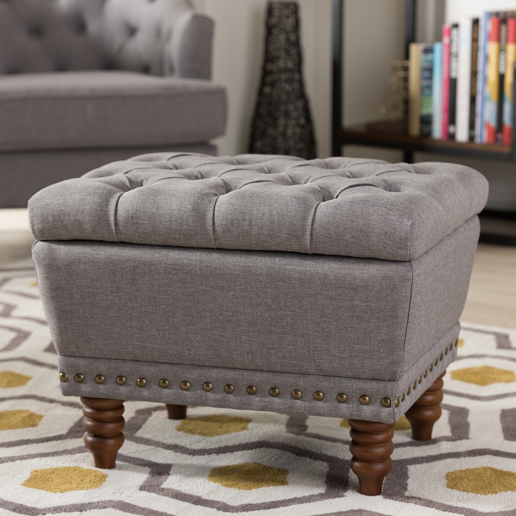 Chalkstonea Light Gray Storage Ottoman - Thumbnail - Image 2