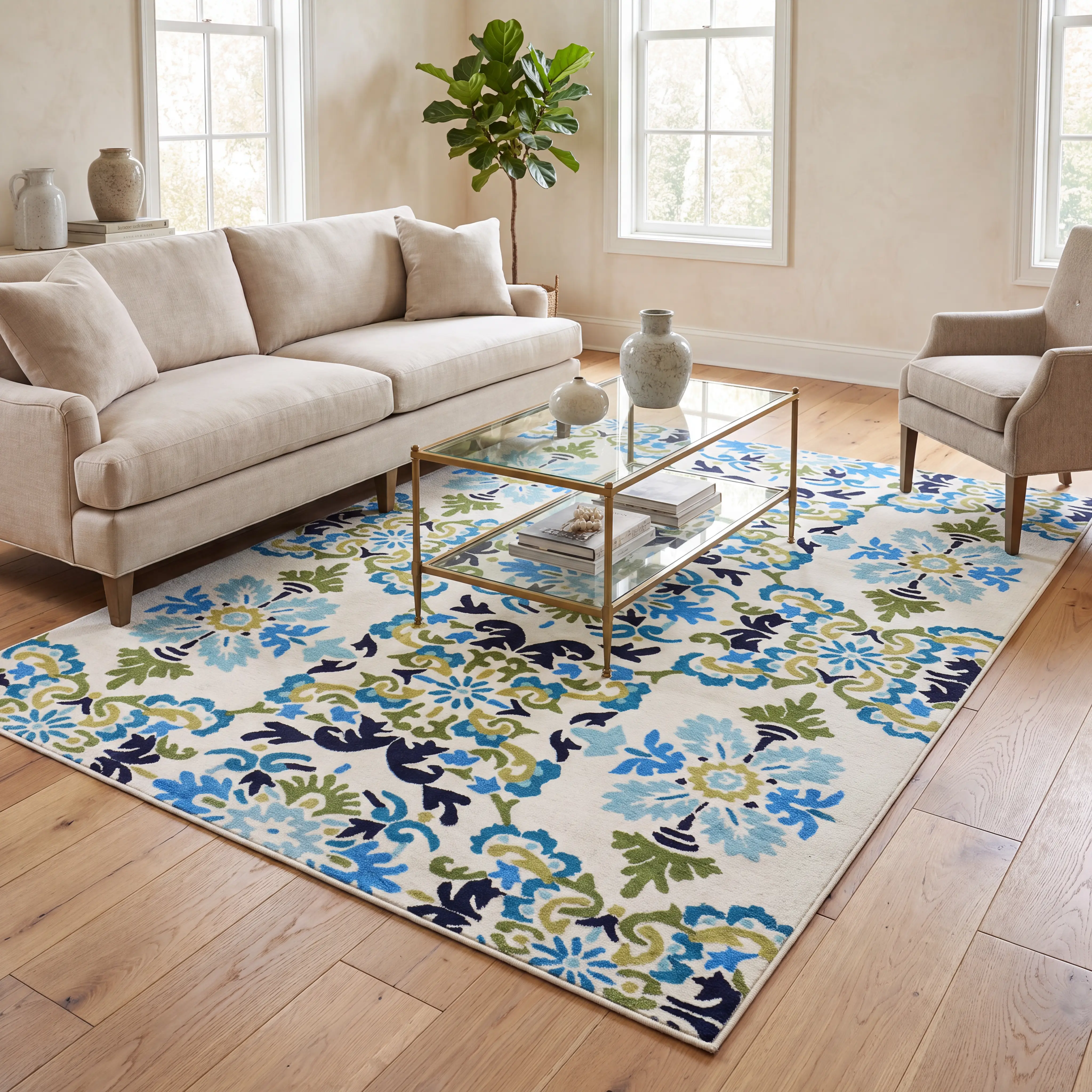 Challon Blue 5' x 8' Indoor/Outdoor Rug - Image 2