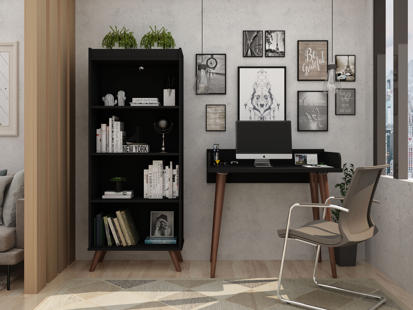 Chalon Black Office Set, 2 Pc - Thumbnail - Image 2