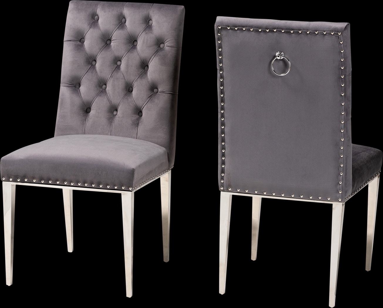 Champeau Gray Side Chair, Set of 2 - Thumbnail - Image 1