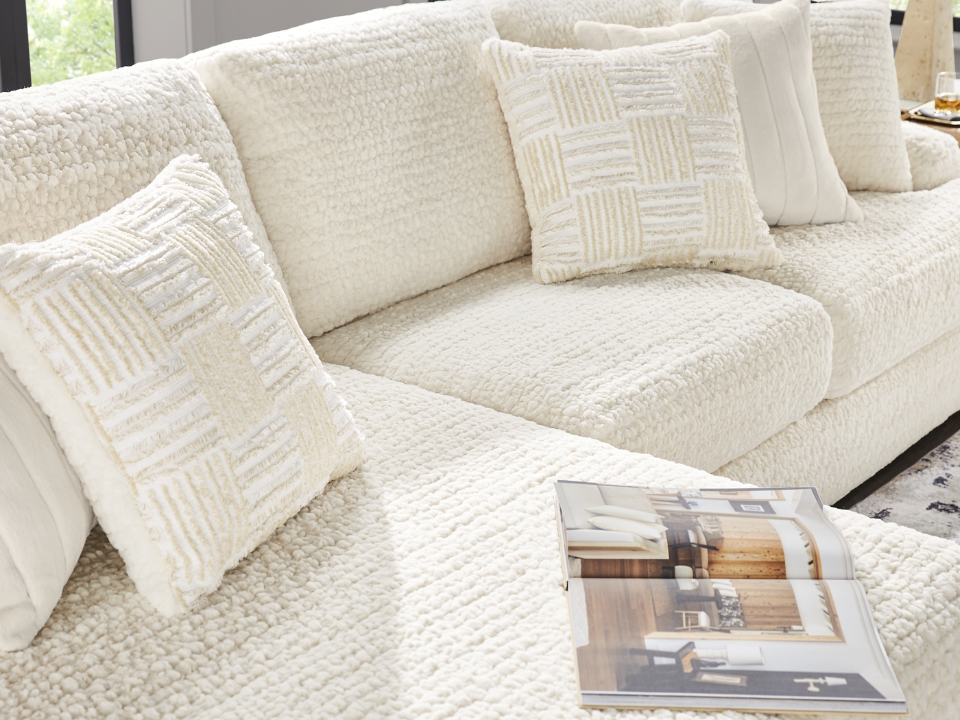 Chandler Ivory 5 Pc Sectional Living Room - Thumbnail - Image 7