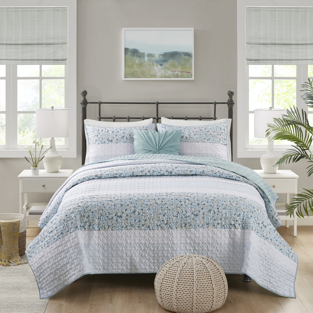 Chapote Blue 4 Pc Full/Queen Quilt Set - Thumbnail - Image 2