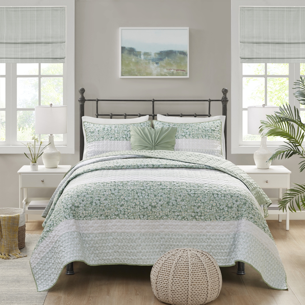 Chapote Green 4 Pc Full/Queen Quilt Set - Thumbnail - Image 3