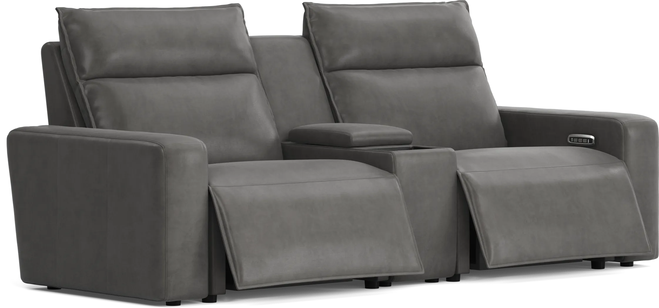 Charcoal 3 Pc Dual Power Reclining ModularTwo with Media Console - Thumbnail - Image 3