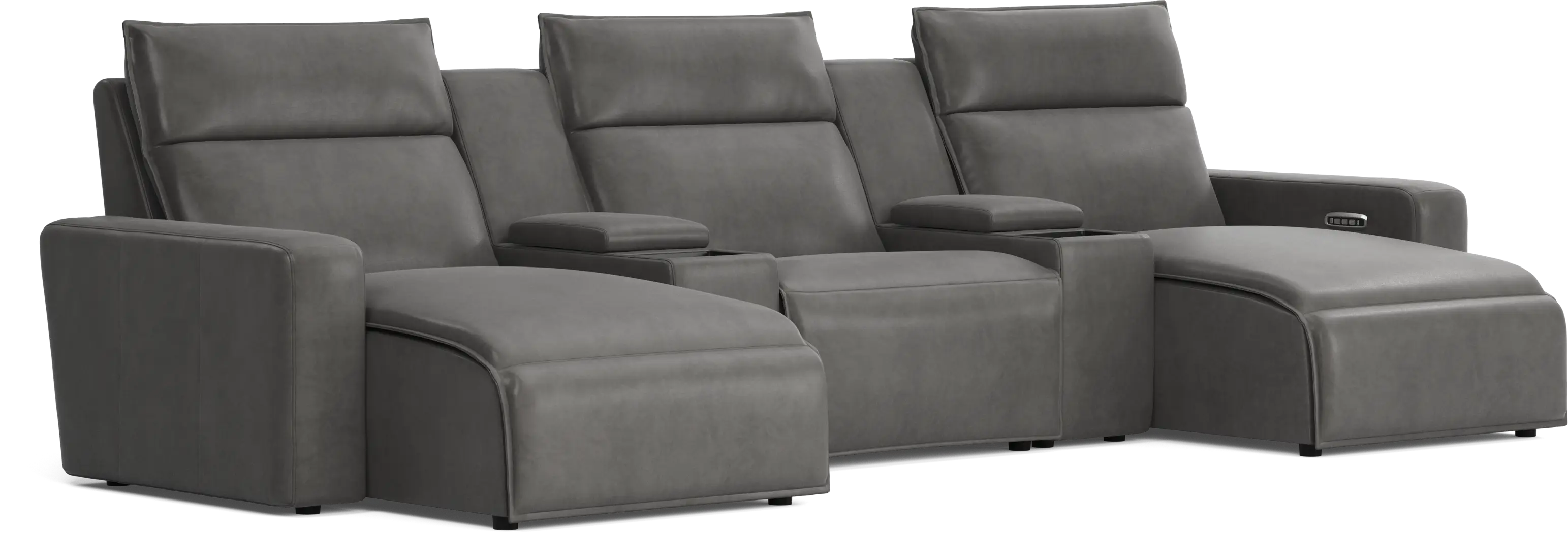 Charcoal 5 Pc Dual Power Reclining ModularTwo with Media Consoles - Thumbnail - Image 2