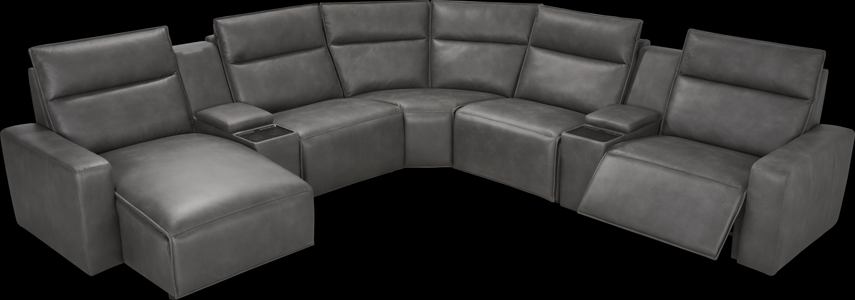 Charcoal 7 Pc Dual Power Reclining ModularTwo with Media Consoles - Thumbnail - Image 1