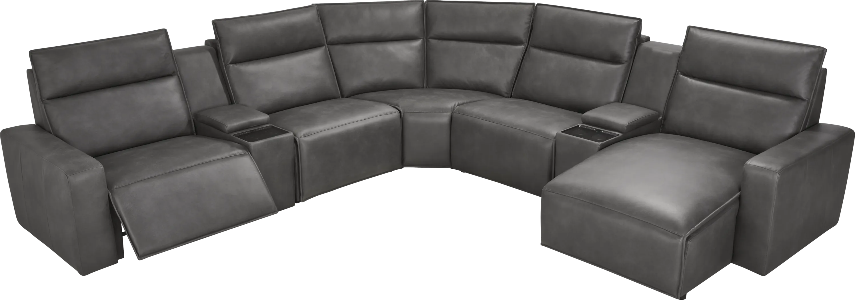 Charcoal 7 Pc Dual Power Reclining ModularTwo with Media Consoles - Thumbnail - Image 1