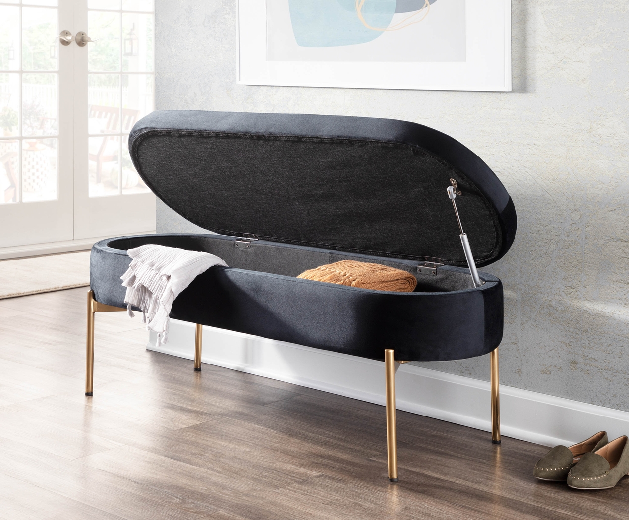 Chardan Black Storage Bench - Thumbnail - Image 14