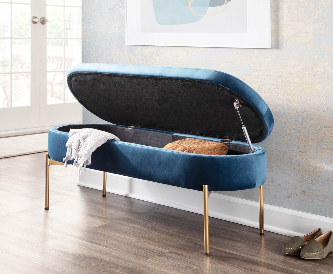 Chardan Blue Storage Bench - Thumbnail - Image 11