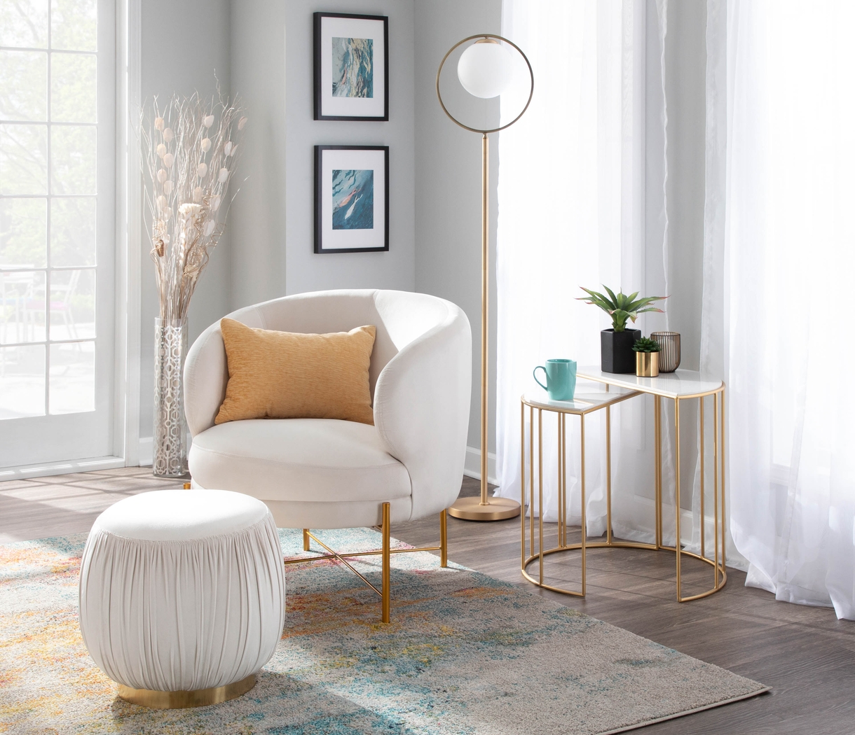 Chardan Cream Accent Chair - Thumbnail - Image 8