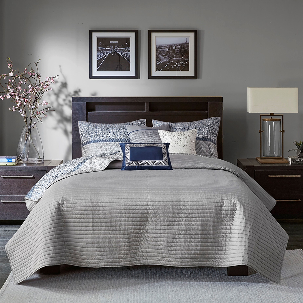 Charleagh Blue 6 pc Full/Queen Quilt Set - Thumbnail - Image 3