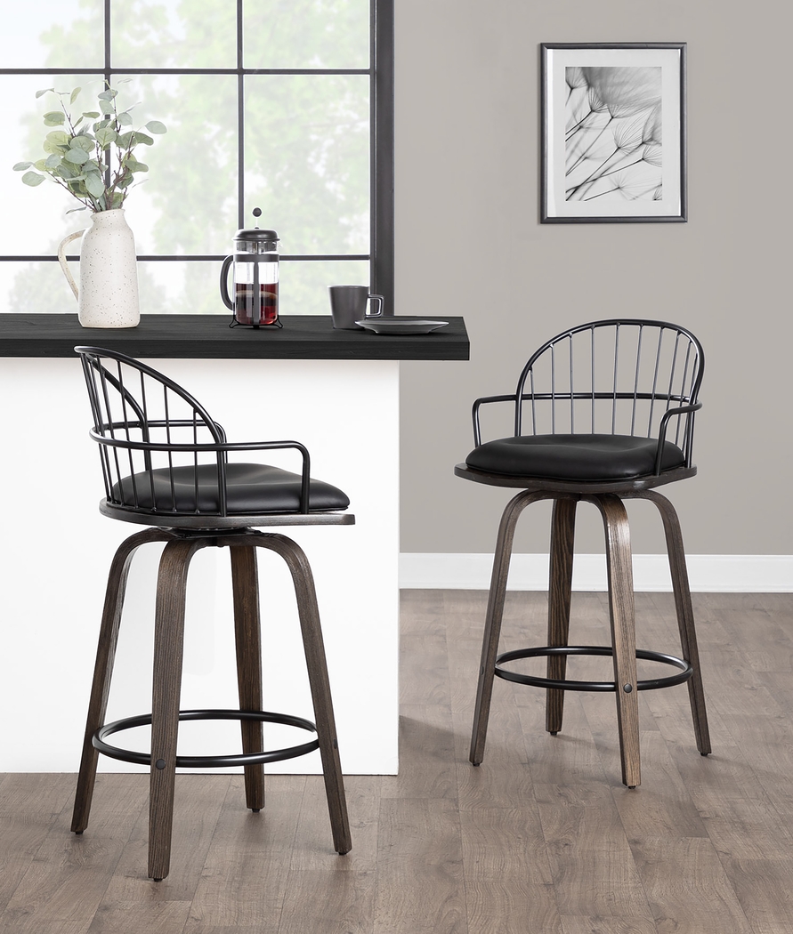 Charlias Black Counter Height Stool, Set of 2 - Thumbnail - Image 2