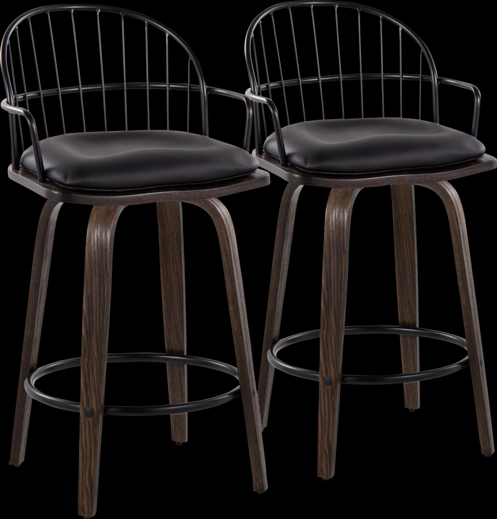 Charlias Black Counter Height Stool, Set of 2 - Thumbnail - Image 1