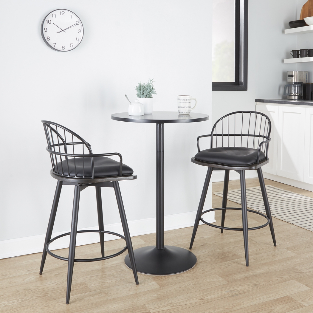 Charlias II Black Swivel Counter Height Stool, Set of 2 - Thumbnail - Image 2