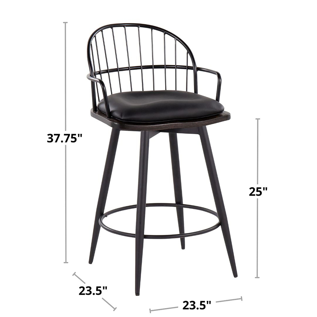 Charlias II Black Swivel Counter Height Stool, Set of 2 - Thumbnail - Image 12