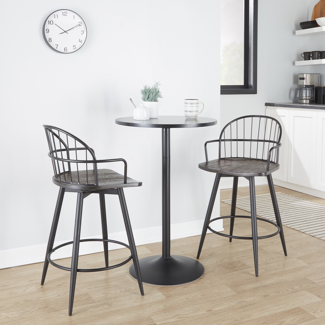 Charlias II Black Swivel Counter Height Stool, Set of 2 - Thumbnail - Image 3