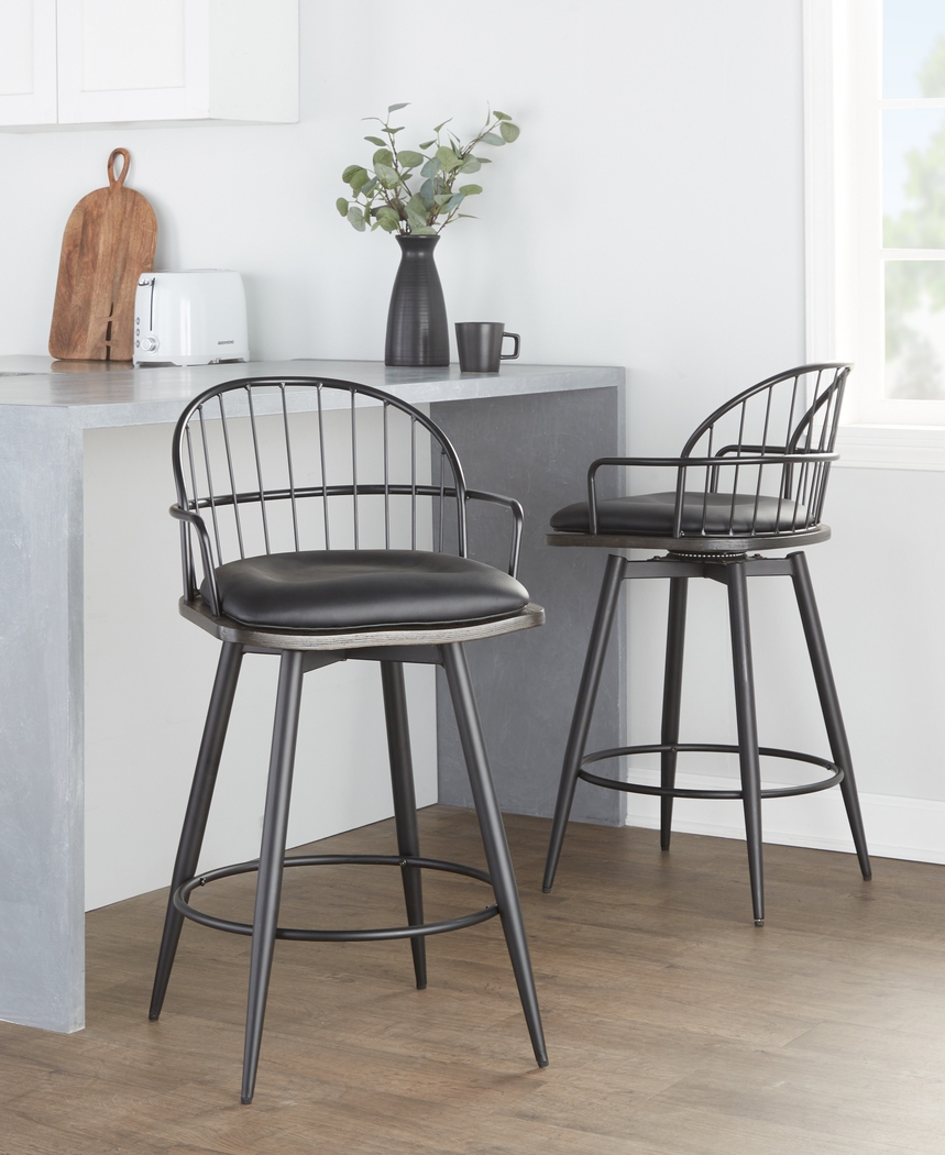 Charlias II Black Swivel Counter Height Stool, Set of 2 - Thumbnail - Image 5