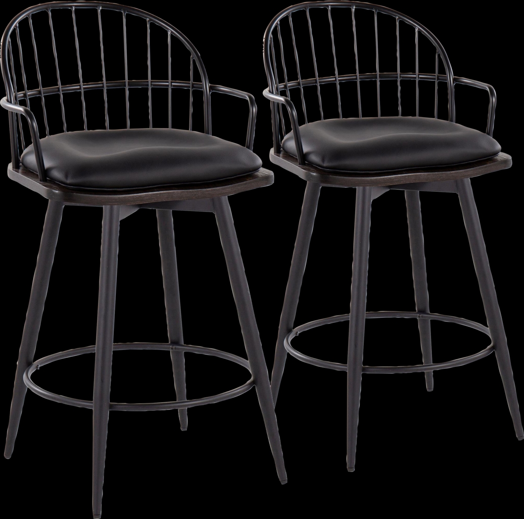 Charlias II Black Swivel Counter Height Stool, Set of 2 - Thumbnail - Image 1