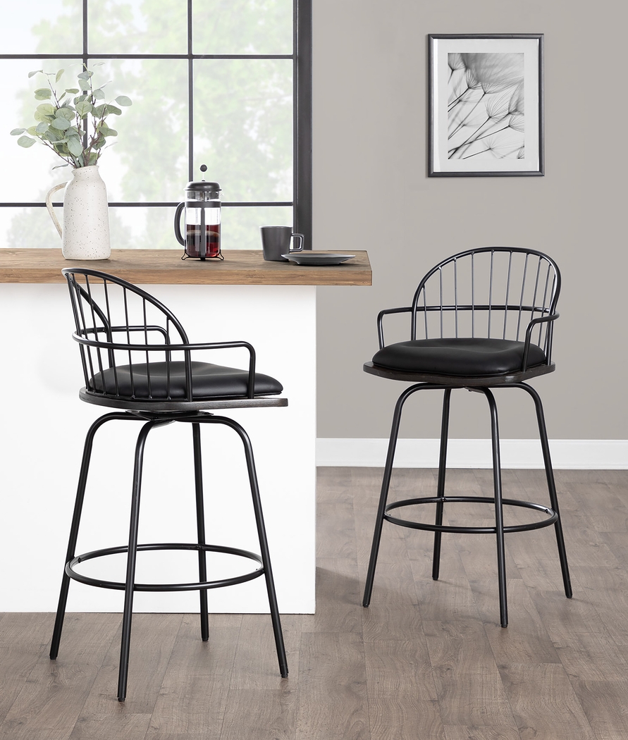 Charlias III Black Counter Height Stool, Set of 2 - Thumbnail - Image 2