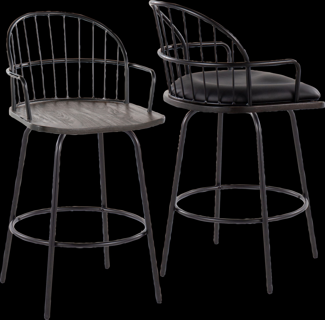 Charlias III Black Counter Height Stool, Set of 2 - Thumbnail - Image 7