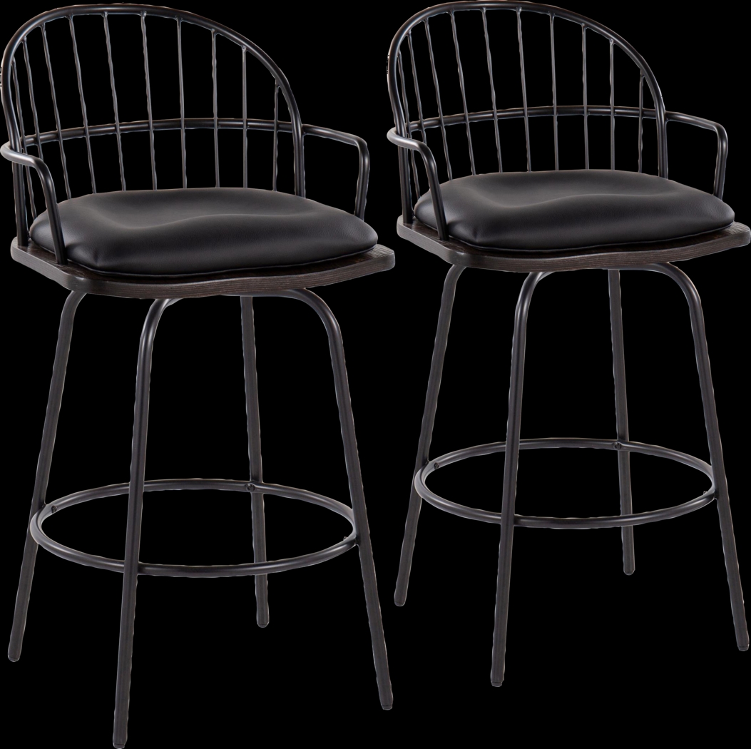 Charlias III Black Counter Height Stool, Set of 2 - Thumbnail - Image 1