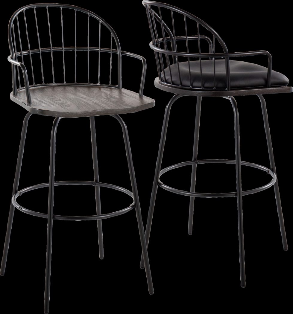Charlias III Black Swivel Barstool, Set of 2 - Thumbnail - Image 5