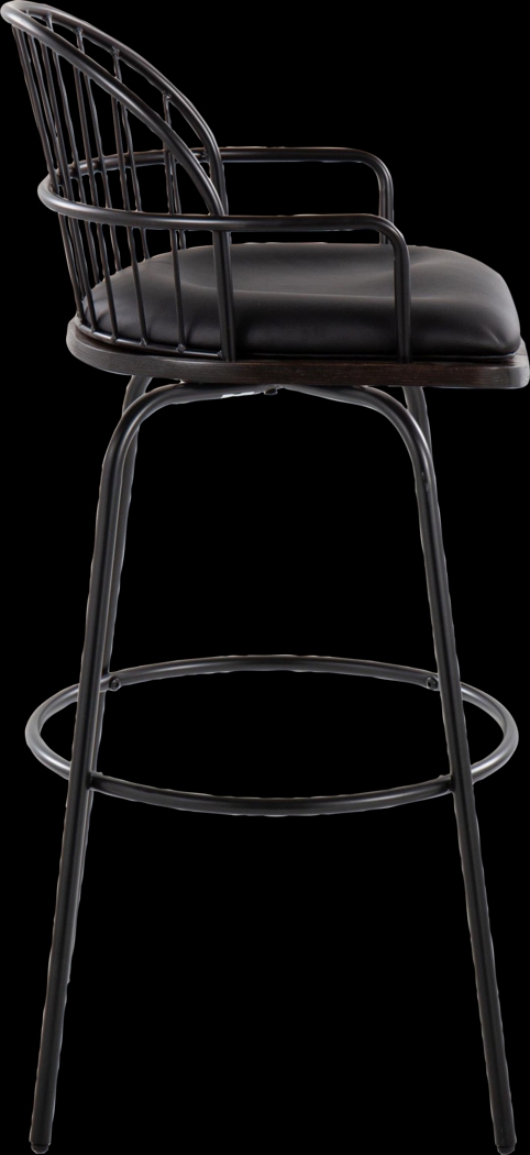 Charlias III Black Swivel Barstool, Set of 2 - Thumbnail - Image 6
