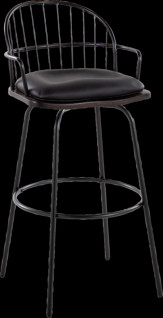 Charlias III Black Swivel Barstool, Set of 2 - Thumbnail - Image 7