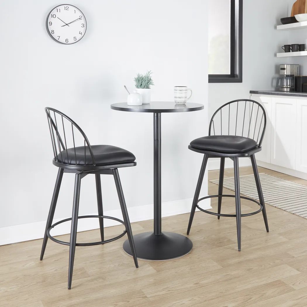 Charlias IV Black Swivel Counter Height Stool, Set of 2 - Thumbnail - Image 2