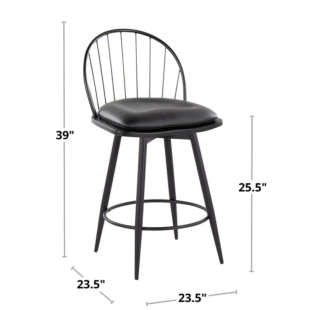 Charlias IV Black Swivel Counter Height Stool, Set of 2 - Thumbnail - Image 12