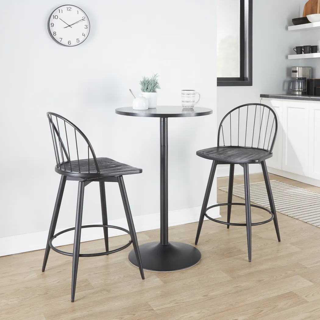 Charlias IV Black Swivel Counter Height Stool, Set of 2 - Thumbnail - Image 3