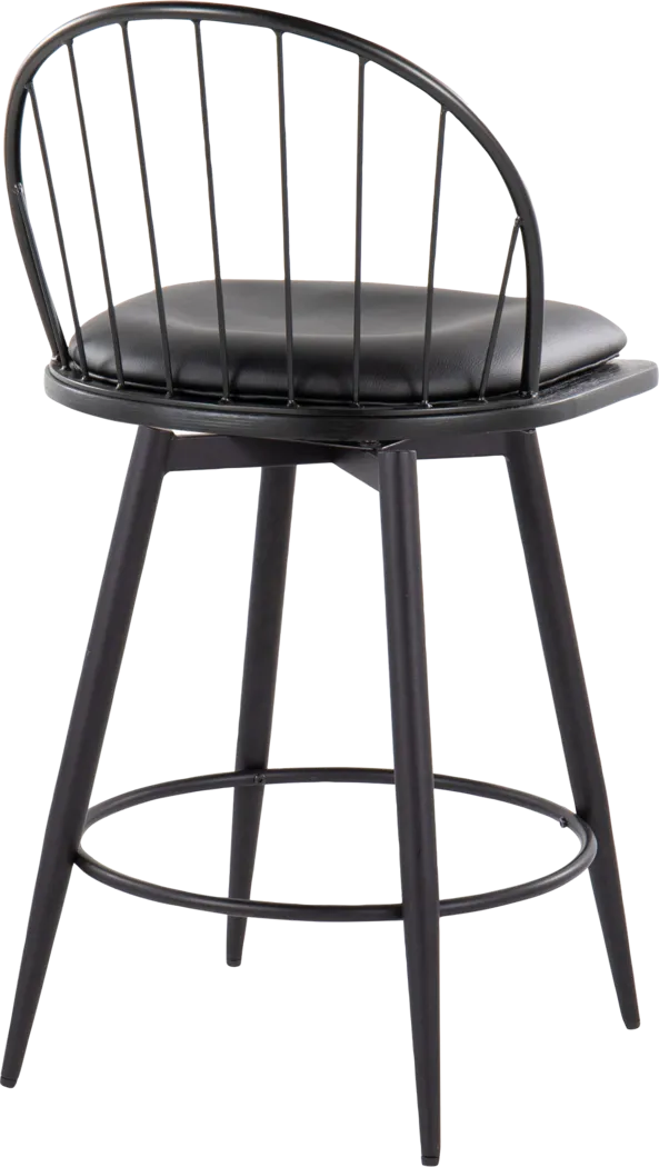 Charlias IV Black Swivel Counter Height Stool, Set of 2 - Thumbnail - Image 8
