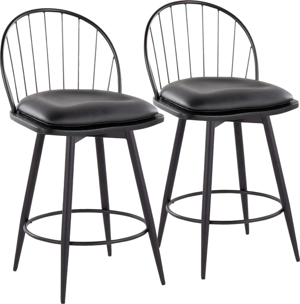 Charlias IV Black Swivel Counter Height Stool, Set of 2 - Thumbnail - Image 1