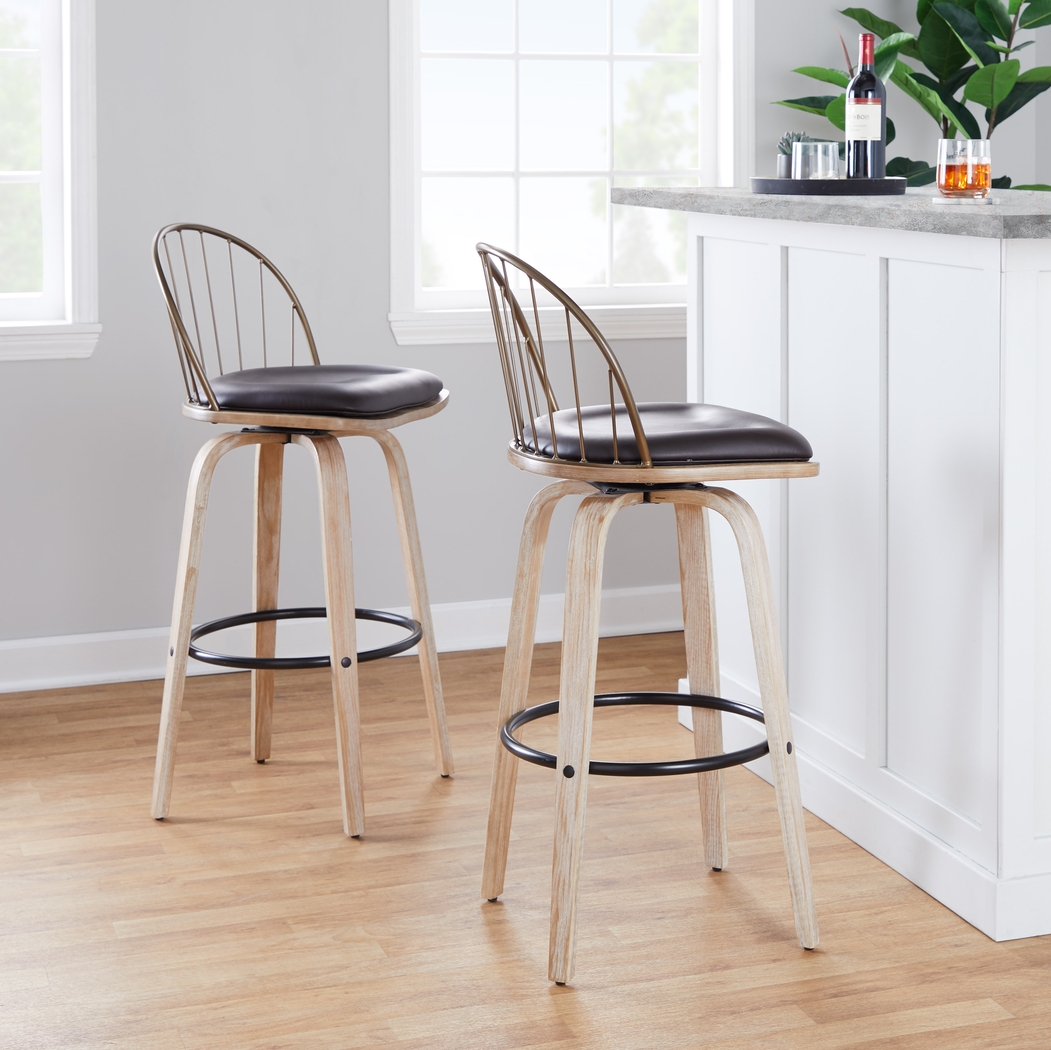 Charlias IX Brown Barstool, Set of 2 - Thumbnail - Image 2