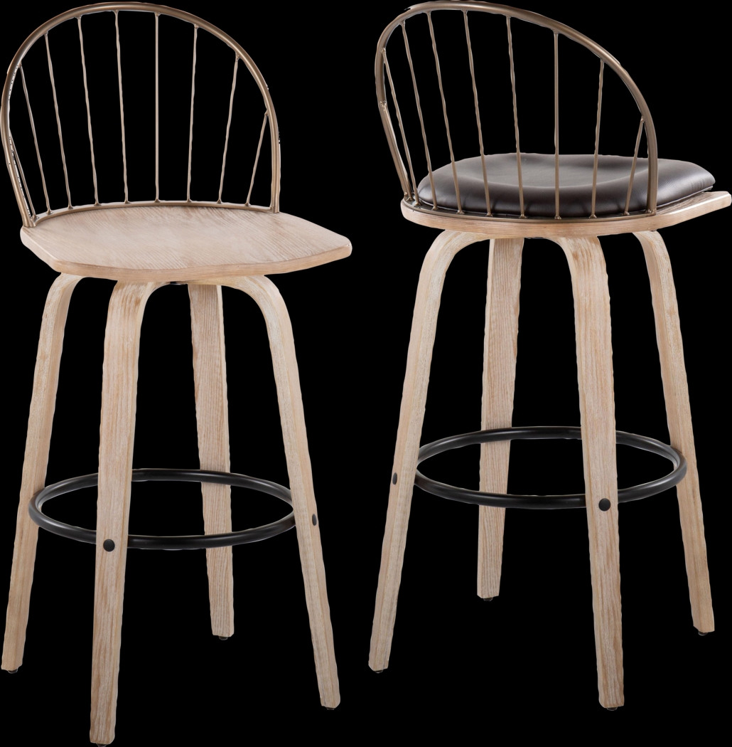 Charlias IX Brown Barstool, Set of 2 - Thumbnail - Image 11