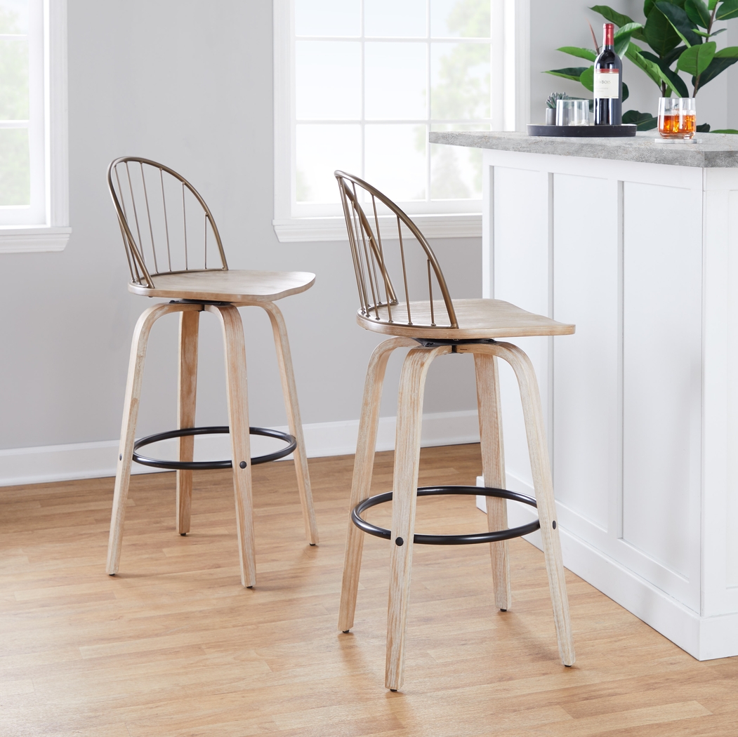 Charlias IX Brown Barstool, Set of 2 - Thumbnail - Image 3