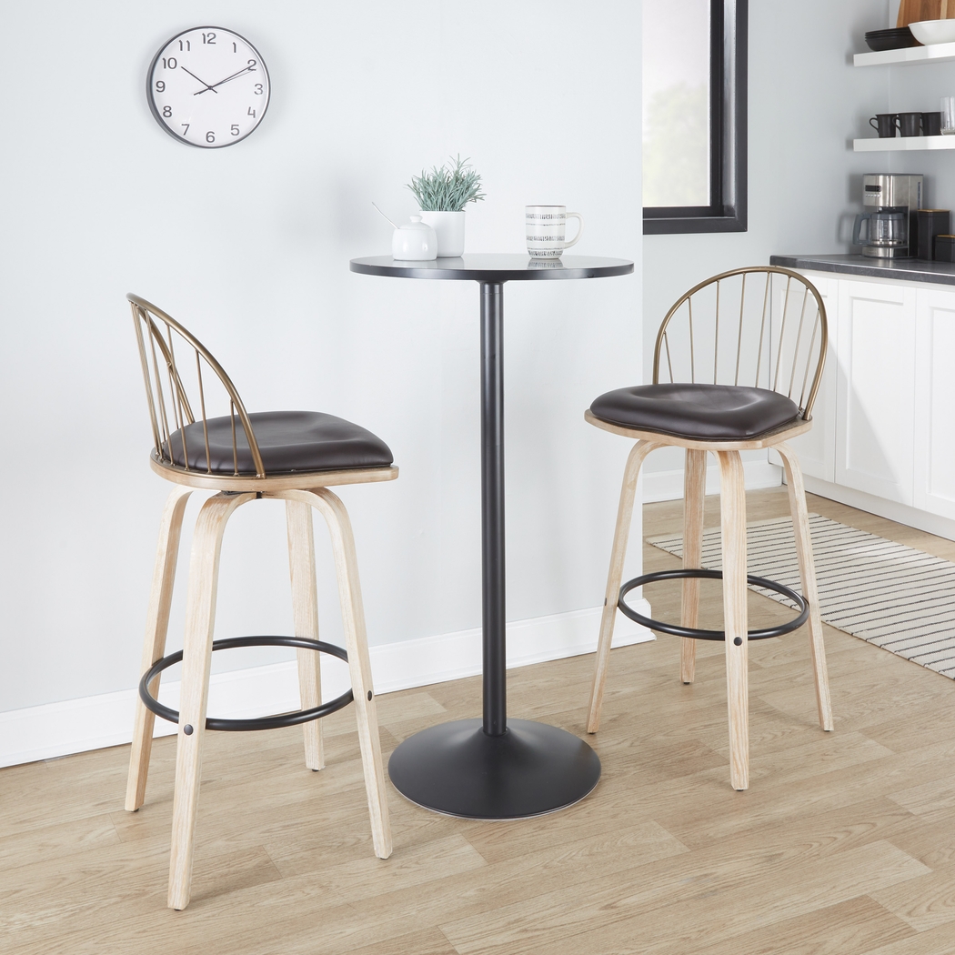 Charlias IX Brown Barstool, Set of 2 - Thumbnail - Image 4