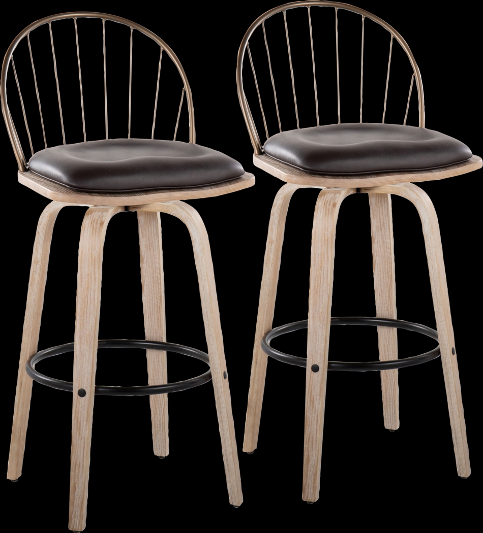 Charlias IX Brown Barstool, Set of 2 - Thumbnail - Image 1