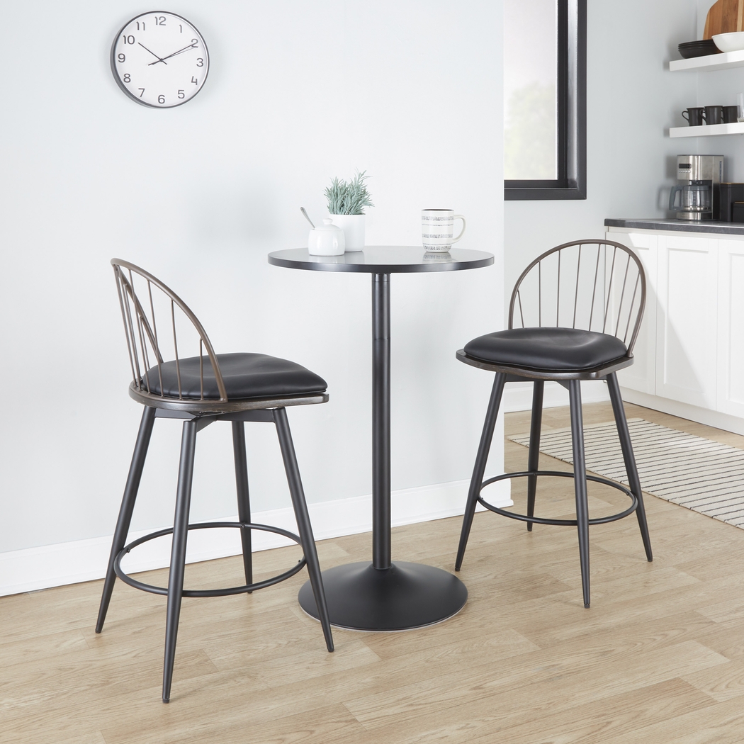 Charlias V Black Swivel Counter Height Stool, Set of 2 - Thumbnail - Image 3