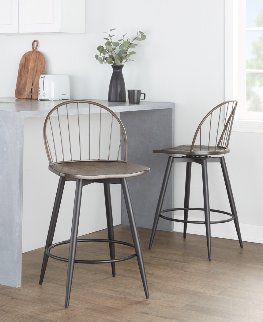 Charlias V Black Swivel Counter Height Stool, Set of 2 - Thumbnail - Image 4