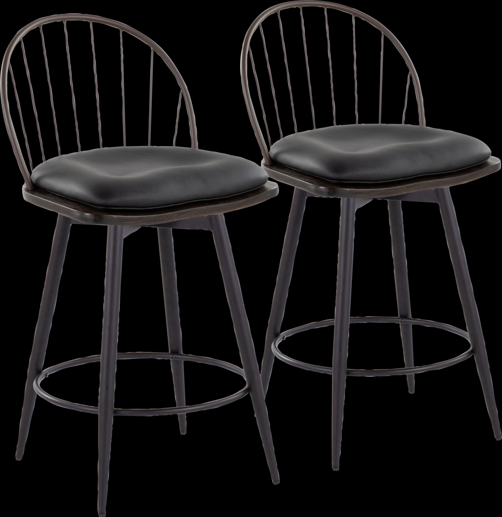 Charlias V Black Swivel Counter Height Stool, Set of 2 - Thumbnail - Image 1