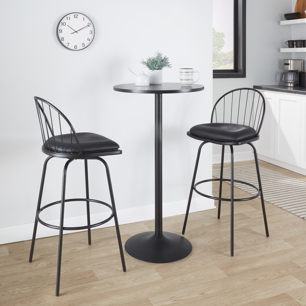 Charlias VI Black Swivel Barstool, Set of 2 - Thumbnail - Image 2