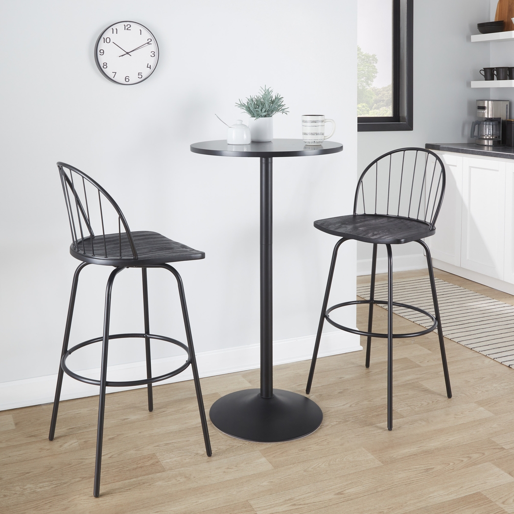 Charlias VI Black Swivel Barstool, Set of 2 - Thumbnail - Image 3