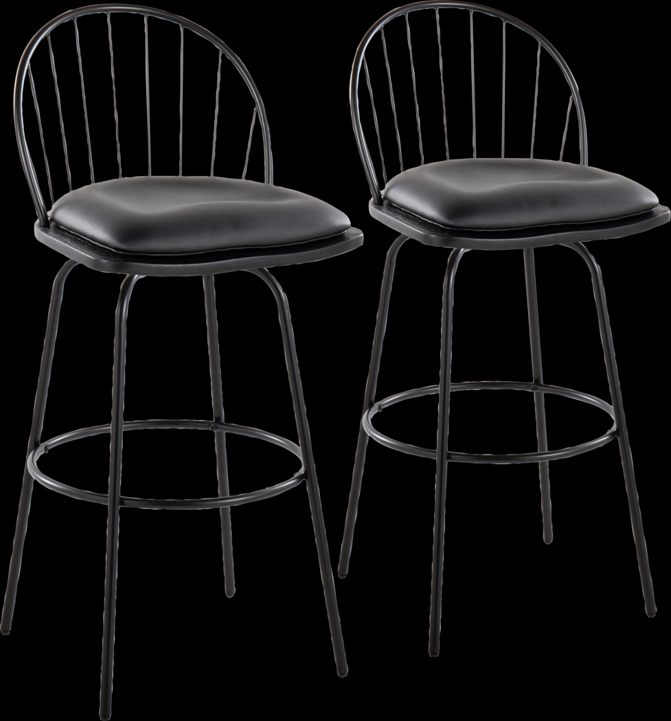 Charlias VI Black Swivel Barstool, Set of 2 - Thumbnail - Image 1